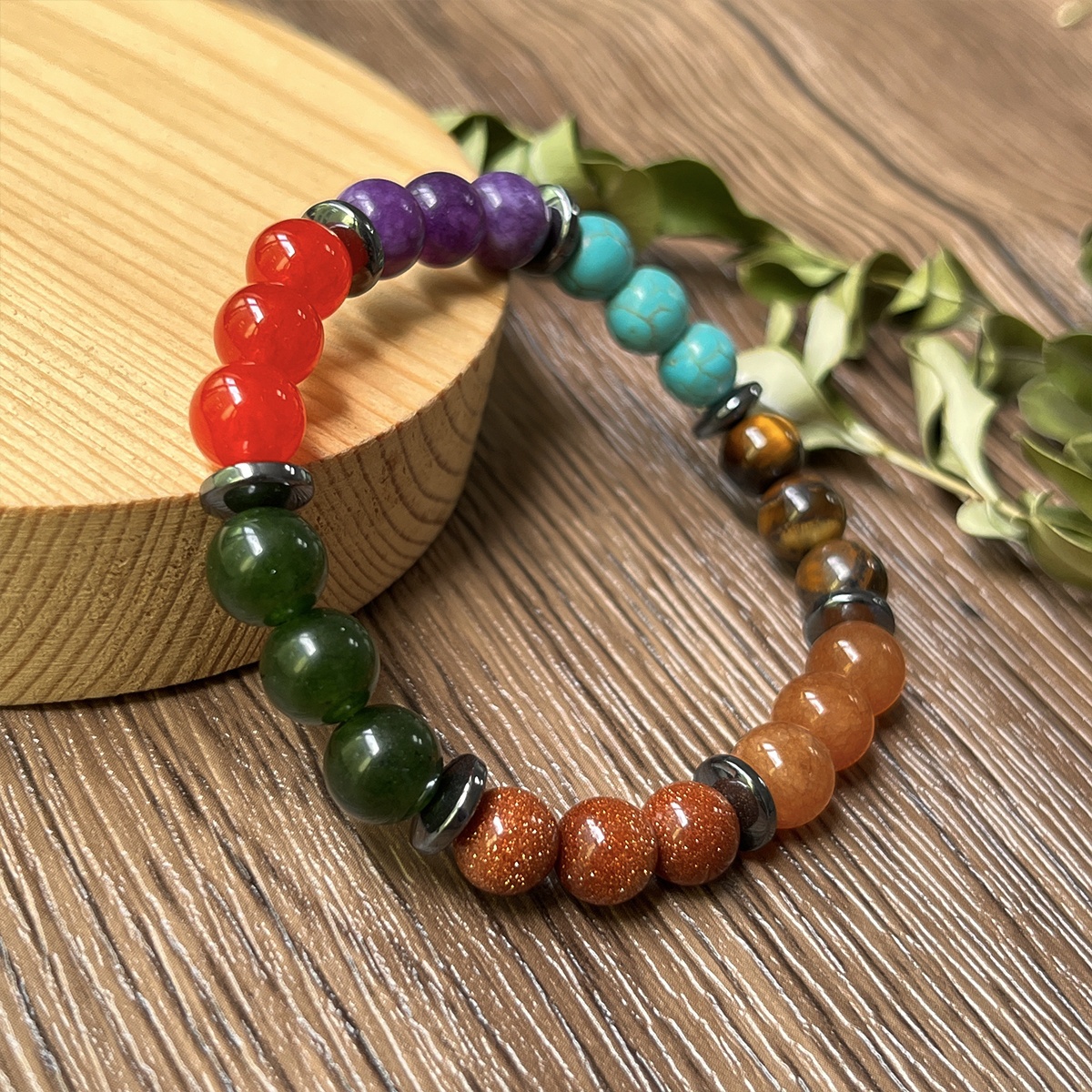Chakra Bracelet for Aura Protection, Natural Tiger's Eye